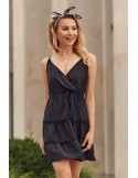 Rochie delicata cu decolteu plic, neagra PR3200 - Magazin online - Boutique